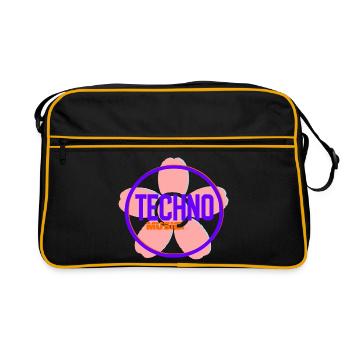 Techno Circle Neon-Logo - Retro Tasche - Schwarz/Gold - Vorne