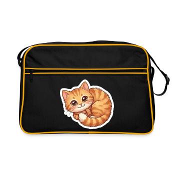 Gemütlicher orangefarbener Katzenschal - Retro Tasche - Schwarz/Gold - Vorne