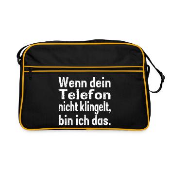 Wenn dein Telefon nicht klingelt, bin ich das. - Retro Tasche - Schwarz/Gold - Vorne
