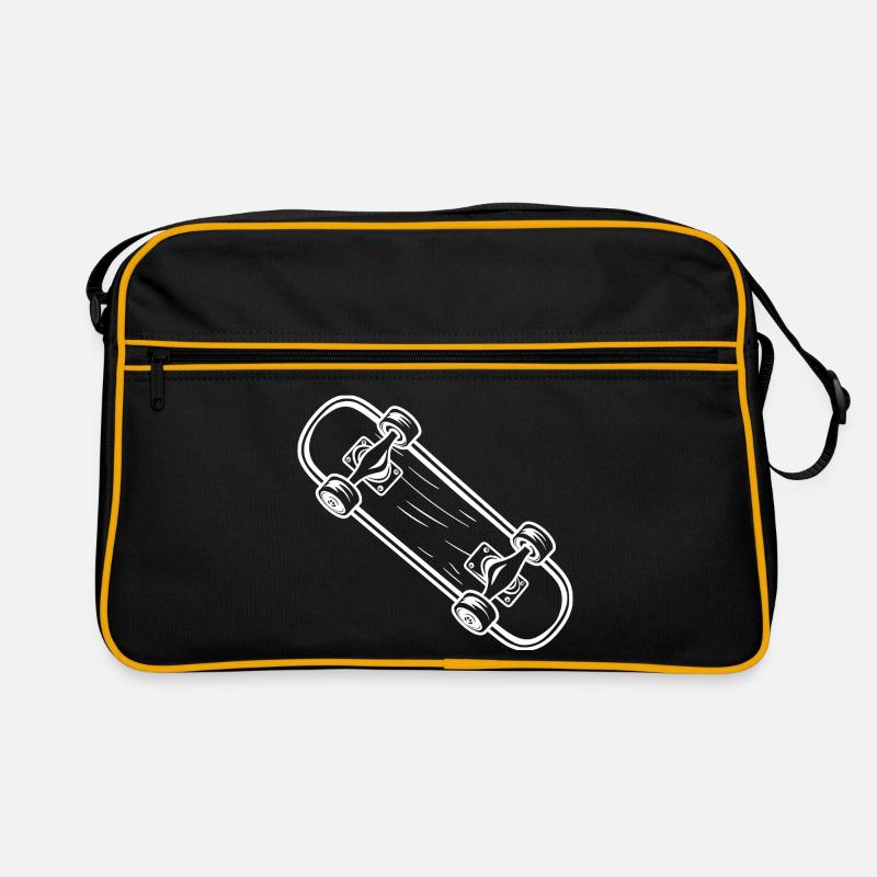Skateboard Cartoon Look - Retro Tasche - Schwarz/Gold