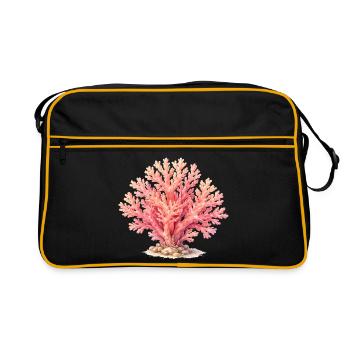 Rosa Koralle Illustration - Retro Tasche - Schwarz/Gold - Vorne