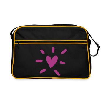 Heart Comic Burgundy Love Love Wedding Rays - Retro Bag - black/gold - Front