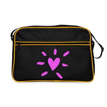 Heart Radiance Love Pink Comic Like Fan - Retro Bag - black/gold - Front