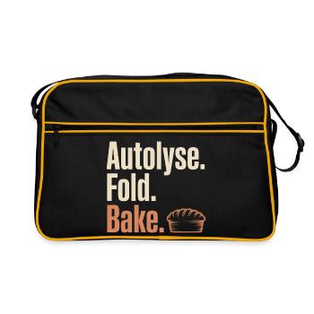 Autolyse Fold Bake Pie Typografie - Retro Tasche - Schwarz/Gold - Vorne