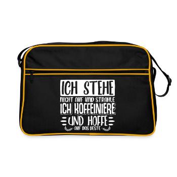 kaffee Spruch Kaffeetrinker kaffeeliebhaber - Retro Tasche - Schwarz/Gold - Vorne