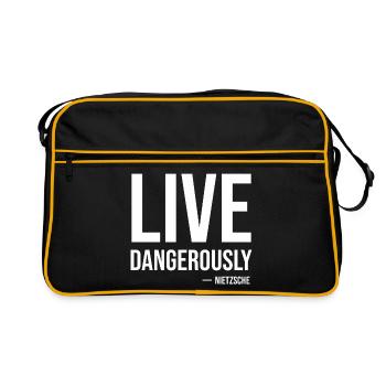 Vis dangereusement Citation de Nietzsche Tee - Sac Retro - noir/or - Devant
