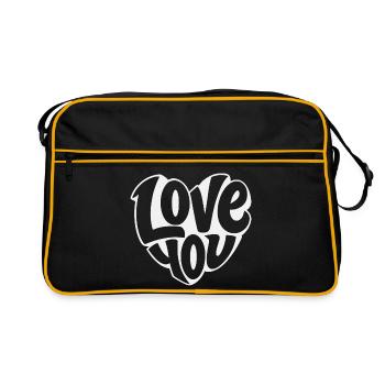 Faute de frappe de design de Love You Heart - Sac Retro - noir/or - Devant