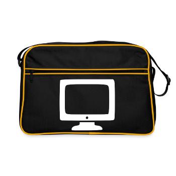 Retro Computer weiß Vintage 80er 90er Jahre - Retro Tasche - Schwarz/Gold - Vorne