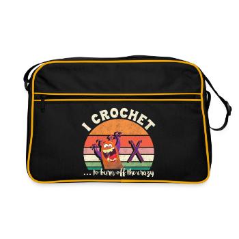 I crochet to burn off the crazy - Retro Tasche - Schwarz/Gold - Vorne
