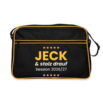 Jeck und stolz drauf Karneval Shirt Alaaf Session  - Retro Tasche - Schwarz/Gold - Vorne