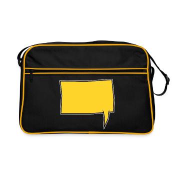 Eckige Sprechblase rechts in Gelb - Retro Tasche - Schwarz/Gold - Vorne