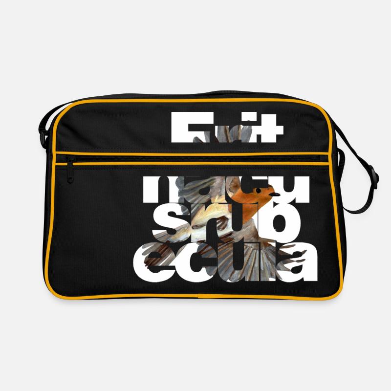 Erithacus rubecula - Robin - Sac Retro - noir/or