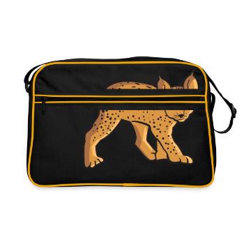 Doux bébé Lynx est un gros chat et un chat sauvage - Sac Retro - noir/or - Devant