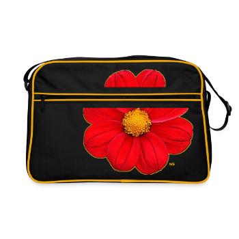 Fleur rouge à coeur or - Sac Retro - noir/or - Devant
