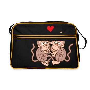 Monkeys Eating Lice and Falling in Love - Retro Bag - black/gold - Front