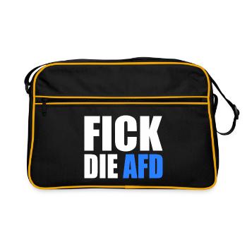 Fick die afd - Retro Tasche - Schwarz/Gold - Vorne