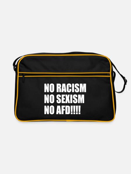 no racism no sexism no afd - Retro Tasche - Schwarz/Gold - Vorne