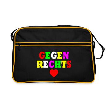 Gegen rechts - Retro Tasche - Schwarz/Gold - Vorne