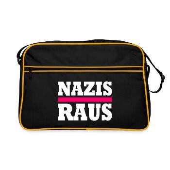 Nazis raus - Retro Tasche - Schwarz/Gold - Vorne