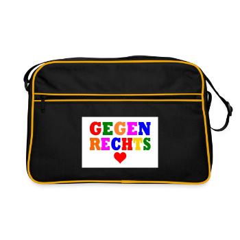 Gegen rechts - Retro Tasche - Schwarz/Gold - Vorne
