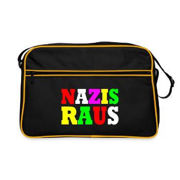 Nazis raus - Retro Tasche - Schwarz/Gold - Vorne