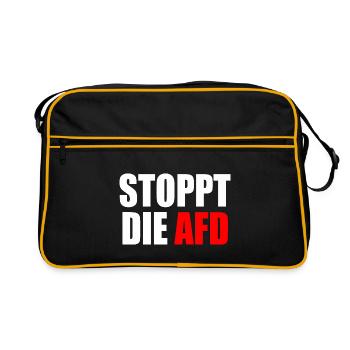 Stoppt die afd - Retro Tasche - Schwarz/Gold - Vorne