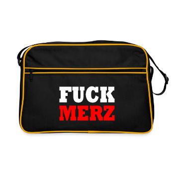 fuck merz - Retro Tasche - Schwarz/Gold - Vorne