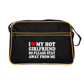 i love my hot girlfriend so please stay away from - Retro Bag - black/gold - Front