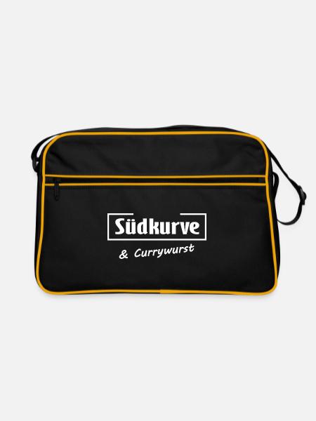 Stadion und Wurst - Retro Tasche - Schwarz/Gold - Vorne