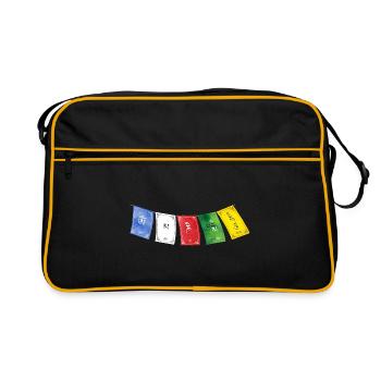 OM MA NI PADME HUM - Prayer Flags 2 - Retro Bag - black/gold - Front