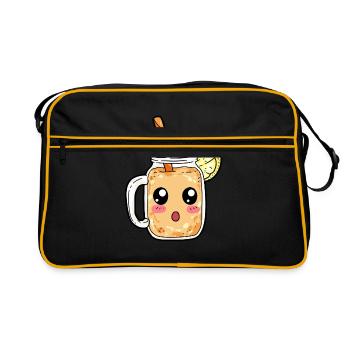 Smoothie Erfrischung Getränk Trinken Geschenk - Retro Tasche - Schwarz/Gold - Vorne