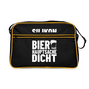 Fliesenleger Profi Hauptsache Dicht Plattenleger - Retro Tasche - Schwarz/Gold - Vorne