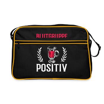 Blutgruppe Glühwein Positiv Weihnachtsdesign - Retro Tasche - Schwarz/Gold - Vorne