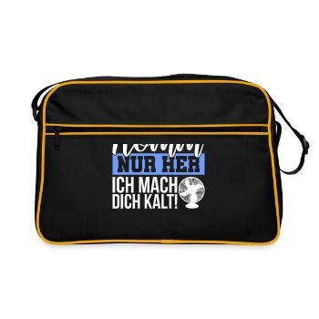 Lustiges Sommer Hitze Ventilator Geschenk - Retro Tasche - Schwarz/Gold - Vorne