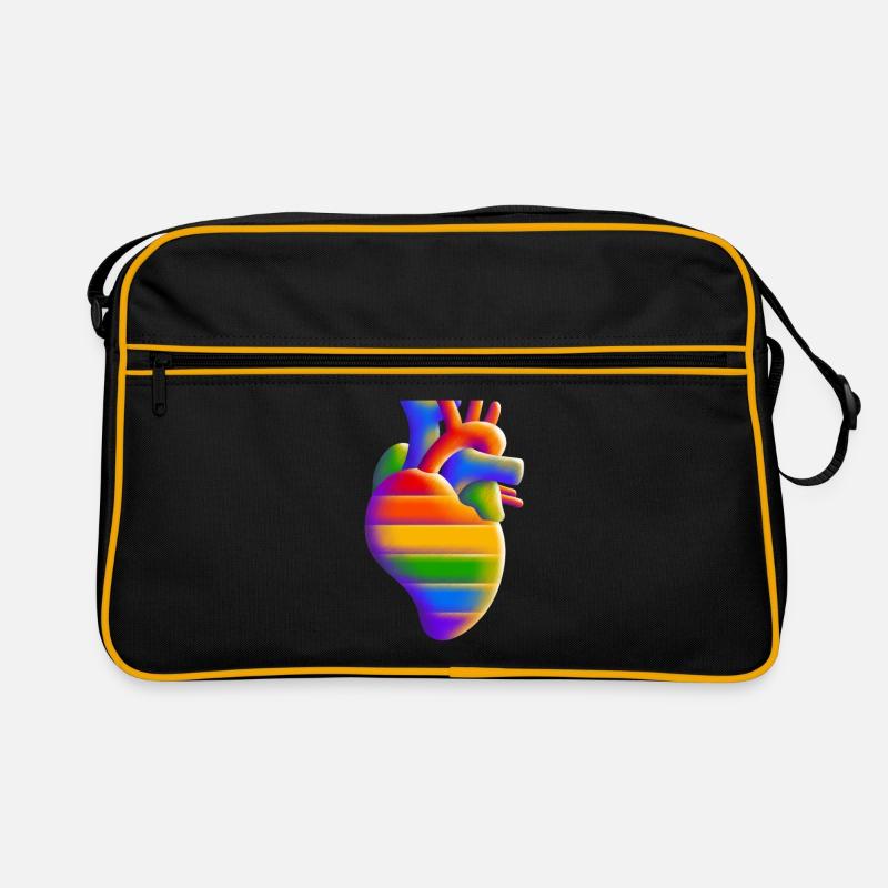 Beating with Pride - Herz - Liebe - Retro Tasche - Schwarz/Gold