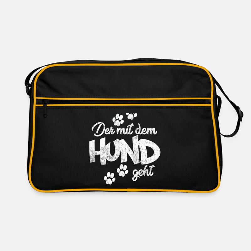 Der mit dem Hund geht Retro Tasche