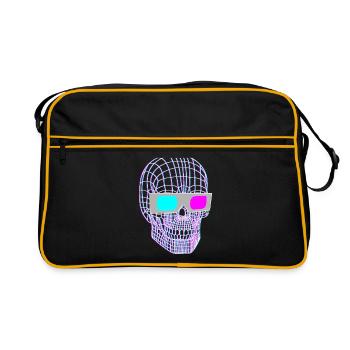 3D skull with 3D glasses - Retro Bag - black/gold - Front