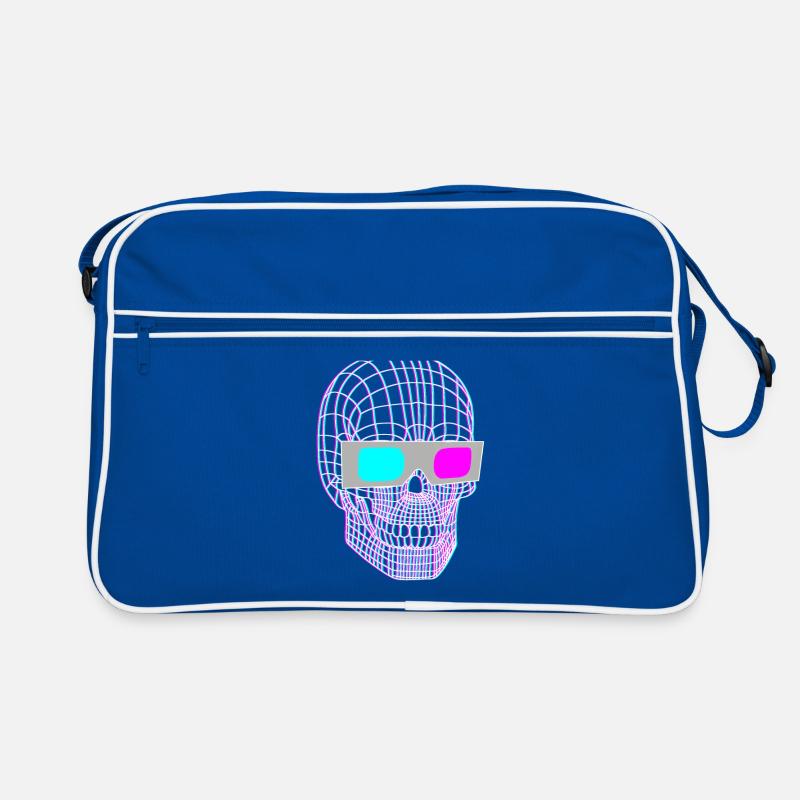 3D skull with 3D glasses Retro Bag