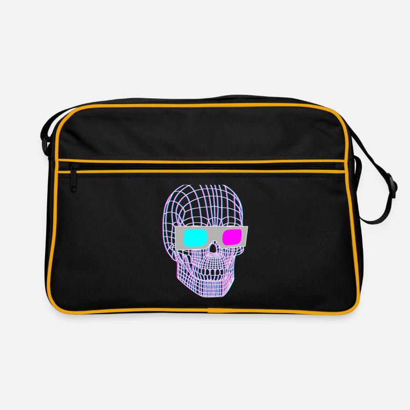 Crâne 3D avec des lunettes 3D Sac Retro