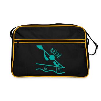 Kayak. Canoë Kayak. Amour Kayak. le kayak c'est la vie. - Sac Retro - noir/or - Devant
