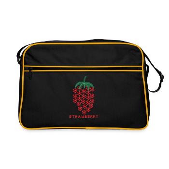 Strawberry, Erdebeere, Abstrait - Sac Retro - noir/or - Devant