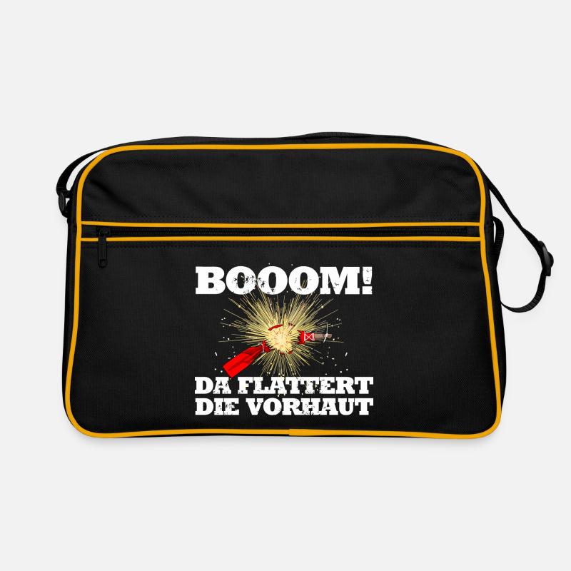 Feuerwerk Silvester Pyro - Retro Tasche - Schwarz/Gold