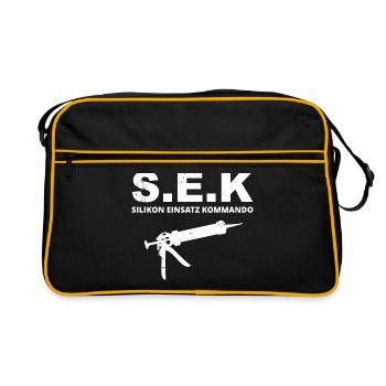 Fliesenleger Silikon Einsatz Kommando - Retro Tasche - Schwarz/Gold - Vorne