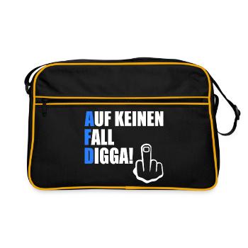 auf keinen fall digga - fuck afd - Retro Tasche - Schwarz/Gold - Vorne