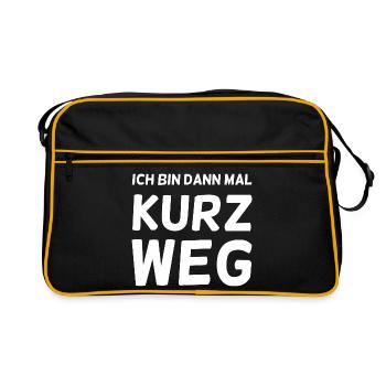 Ich bin dann mal Kurz Weg - Retro Tasche - Schwarz/Gold - Vorne