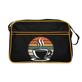 Vintage Kaffee-Design - Retro Tasche - Schwarz/Gold - Vorne