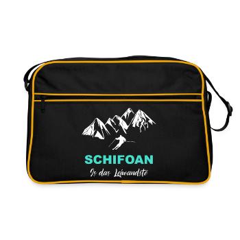 Skifahren is das Leiwandste - Retro Tasche - Schwarz/Gold - Vorne