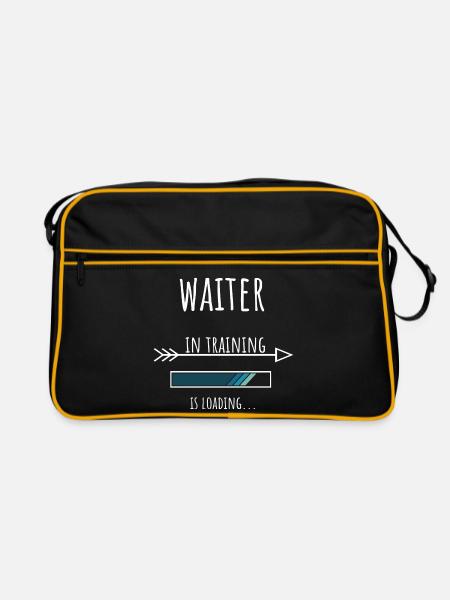 Waiter Gift Profession Training Waiter - Retro Bag - black/gold - Front