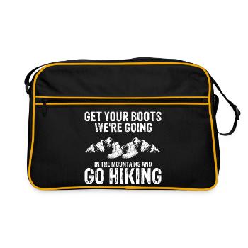 Get Your Boots Let’s Go Hiking Mountain Trek - Retro Tasche - Schwarz/Gold - Vorne