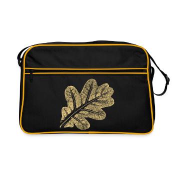 Blatt Eiche / Eichenblatt - Natur Design - Retro Tasche - Schwarz/Gold - Vorne